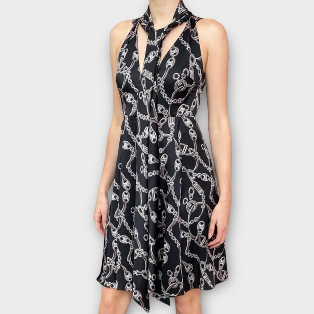 Celine Women’s Dress Size US 8 100% Silk Chain Neck Scarf Tie Luxury Designer